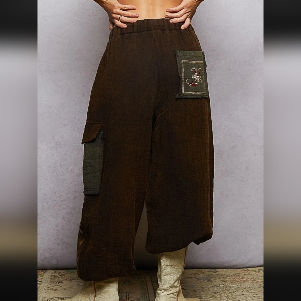 1 Pol Embroidered Patchwork Pants - image 2